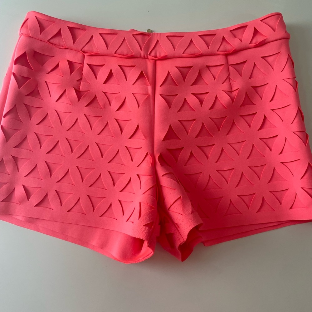 Lilly Pulitzer Womens Shorts 2 Pink Sun Ray Lorna Laser Cut Coral Scuba Beachy